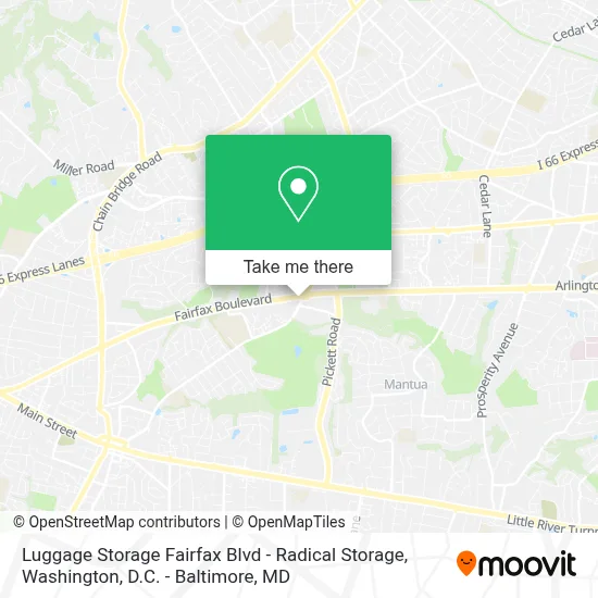 Luggage Storage Fairfax Blvd - Radical Storage map