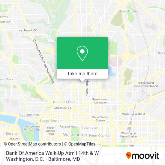 Bank Of America Walk-Up Atm | 14th & W map