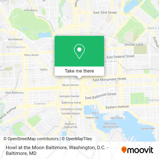 Howl at the Moon Baltimore map