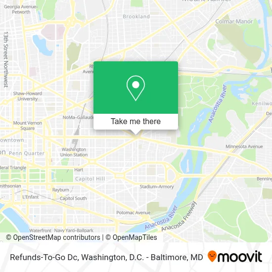 Refunds-To-Go Dc map