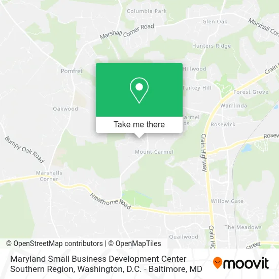 Maryland Small Business Development Center Southern Region map