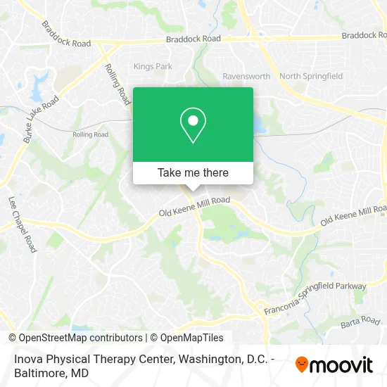 Inova Physical Therapy Center map