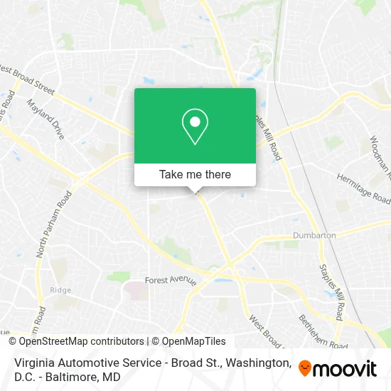 Virginia Automotive Service - Broad St. map