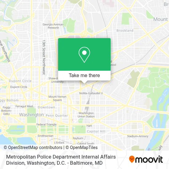 Metropolitan Police Department Internal Affairs Division map