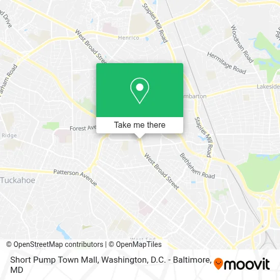 Short Pump Town Mall map