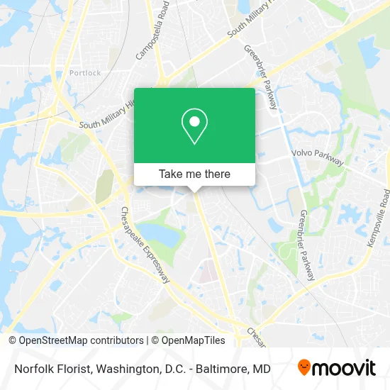 Norfolk Florist map