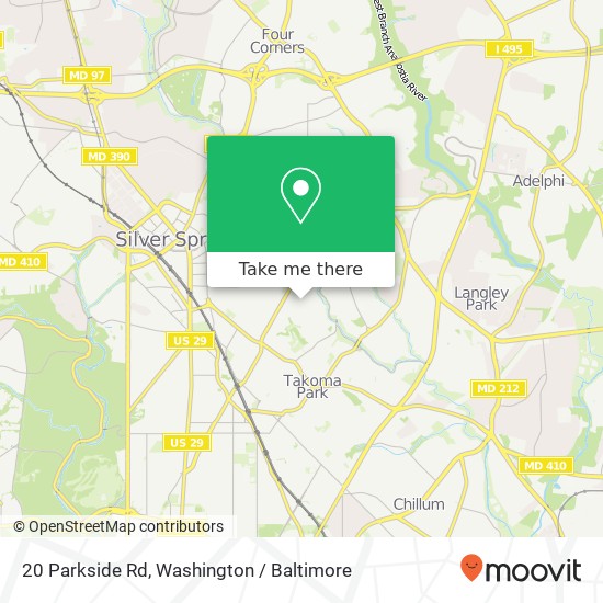 Mapa de 20 Parkside Rd, Silver Spring, MD 20910