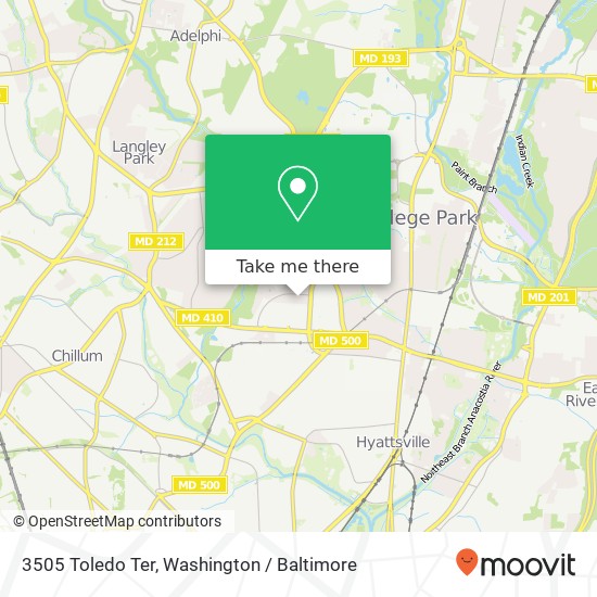 3505 Toledo Ter, Hyattsville (CHILLUM), <B>MD< / B> 20782 map