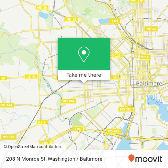 Mapa de 208 N Monroe St, Baltimore, MD 21223