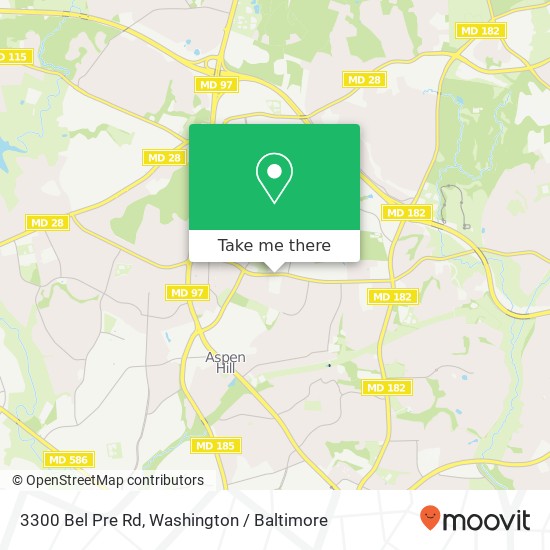 Mapa de 3300 Bel Pre Rd, Silver Spring, MD 20906