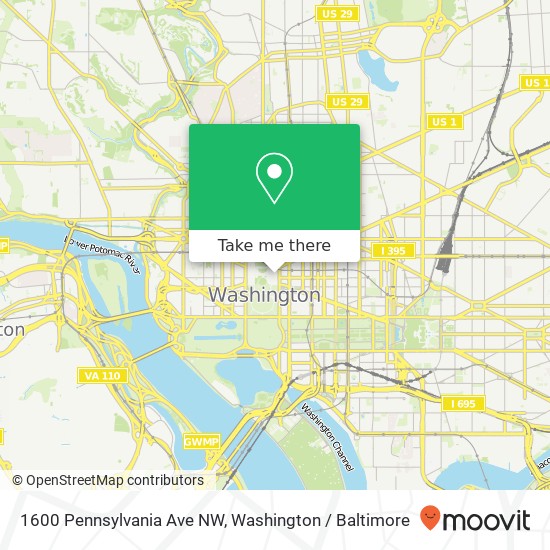 Mapa de 1600 Pennsylvania Ave NW, Washington, DC 20005