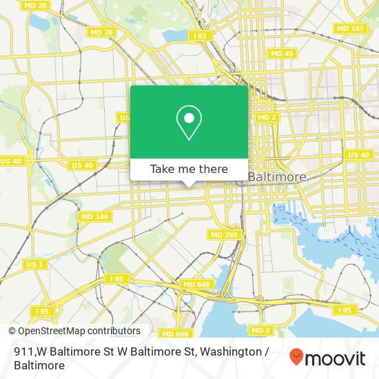 Mapa de 911,W Baltimore St W Baltimore St, Baltimore, MD 21223