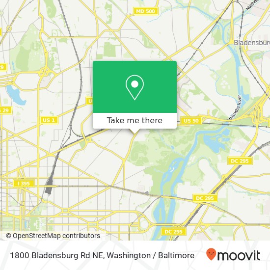 Mapa de 1800 Bladensburg Rd NE, Washington, DC 20002