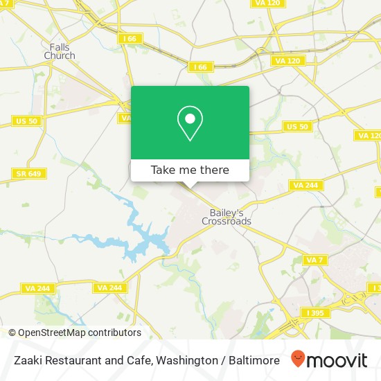 Mapa de Zaaki Restaurant and Cafe, 6020 Leesburg Pike