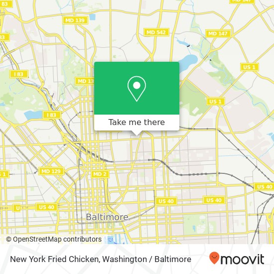 Mapa de New York Fried Chicken, 1268 E North Ave