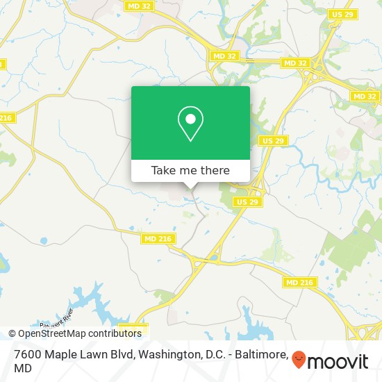 Mapa de 7600 Maple Lawn Blvd, Fulton, MD 20759