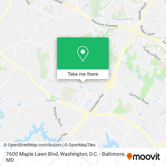 7600 Maple Lawn Blvd, Fulton, MD 20759 map