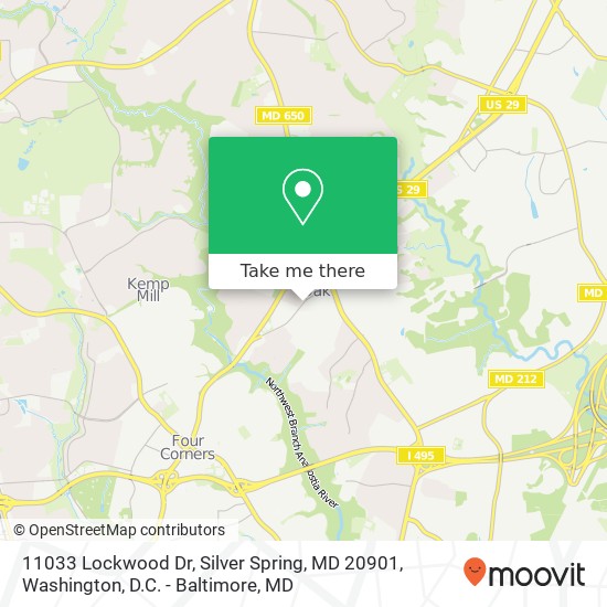 Mapa de 11033 Lockwood Dr, Silver Spring, MD 20901