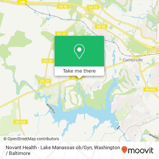 Mapa de Novant Health - Lake Manassas ob / Gyn, 7915 Lake Manassas Dr