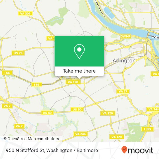 Mapa de 950 N Stafford St, Arlington, VA 22203