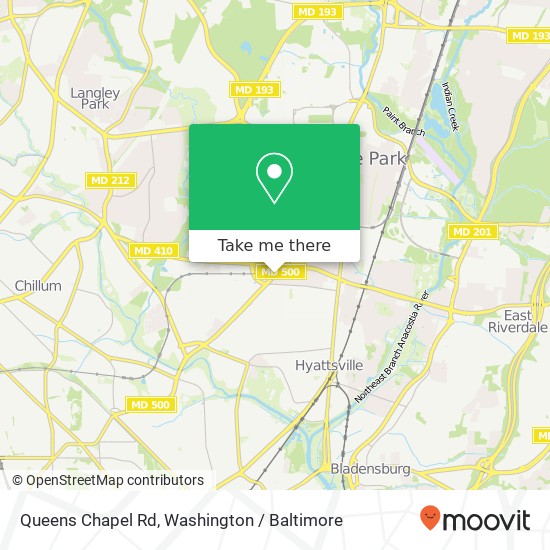 Mapa de Queens Chapel Rd, Hyattsville, MD 20782