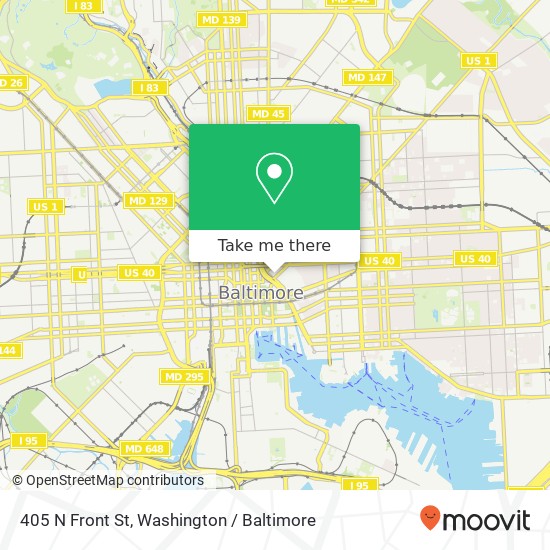 Mapa de 405 N Front St, Baltimore, MD 21202