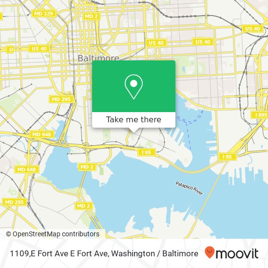 Mapa de 1109,E Fort Ave E Fort Ave, Baltimore, MD 21230
