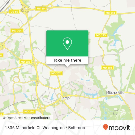 Mapa de 1836 Manorfield Ct, Bowie, MD 20721
