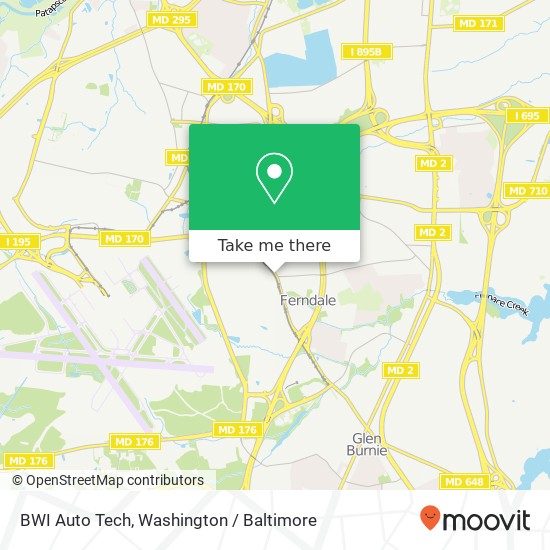 Mapa de BWI Auto Tech, 7195 Baltimore Annapolis Blvd