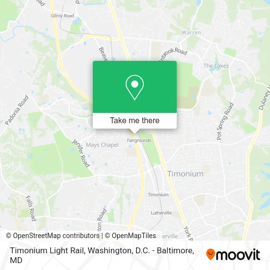 Timonium Light Rail map