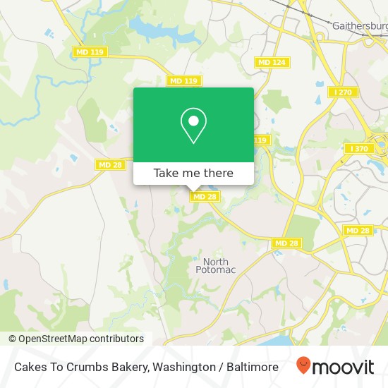 Mapa de Cakes To Crumbs Bakery, Gaithersburg, MD 20878