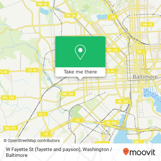 W Fayette St (fayette and payson), Baltimore, MD 21223 map