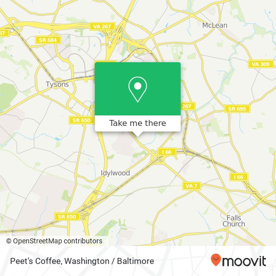 Mapa de Peet's Coffee, 7516 Leesburg Pike