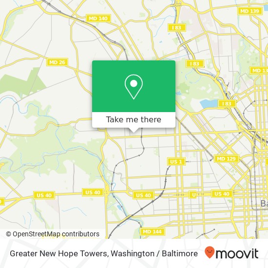 Greater New Hope Towers, 2725 Walbrook Ave map