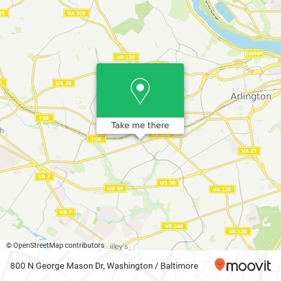 Mapa de 800 N George Mason Dr, Arlington, VA 22205