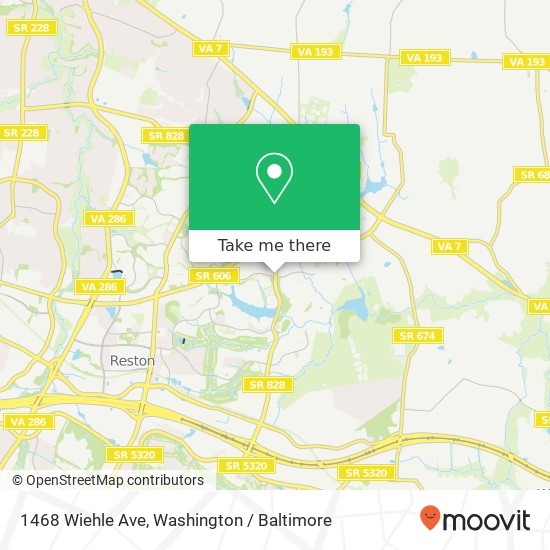 Mapa de 1468 Wiehle Ave, Reston, VA 20190