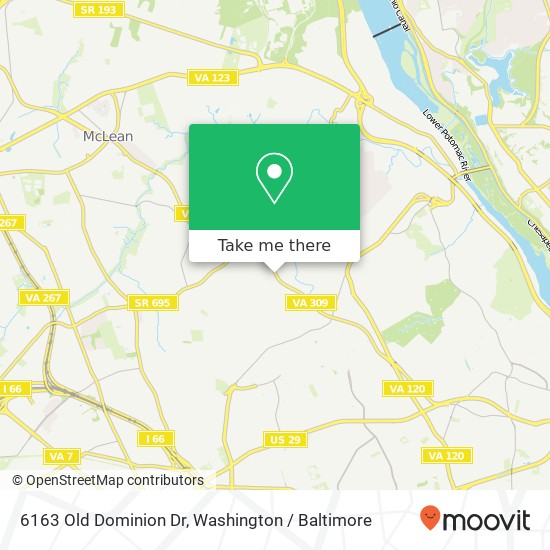 Mapa de 6163 Old Dominion Dr, McLean, VA 22101