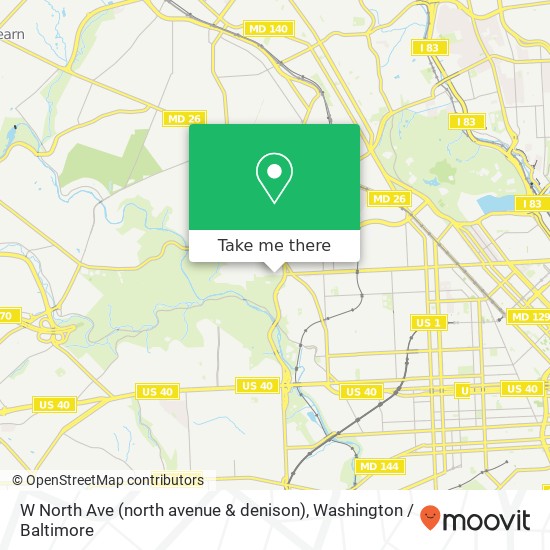 Mapa de W North Ave (north avenue & denison), Baltimore, MD 21216