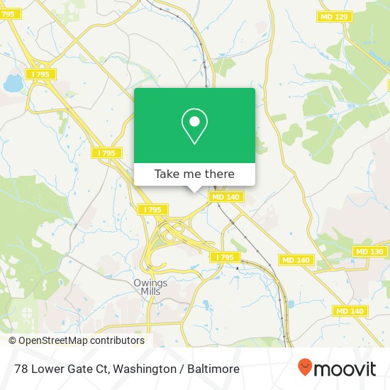 Mapa de 78 Lower Gate Ct, Owings Mills, MD 21117