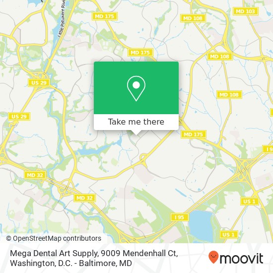 Mapa de Mega Dental Art Supply, 9009 Mendenhall Ct