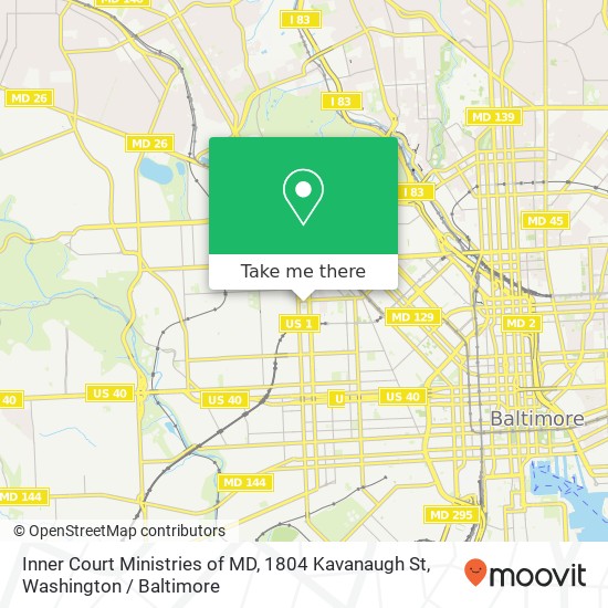 Mapa de Inner Court Ministries of MD, 1804 Kavanaugh St