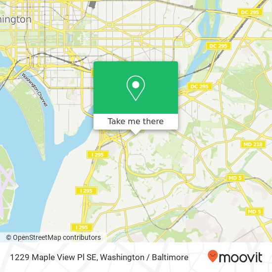 Mapa de 1229 Maple View Pl SE, Washington, DC 20020