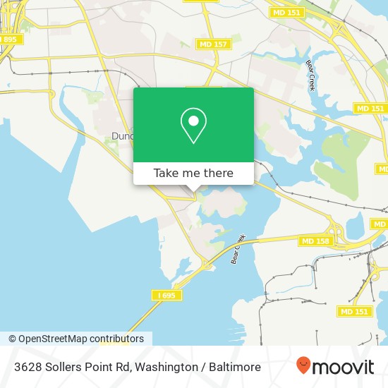 Mapa de 3628 Sollers Point Rd, Dundalk, MD 21222