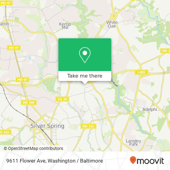 Mapa de 9611 Flower Ave, Silver Spring, MD 20901