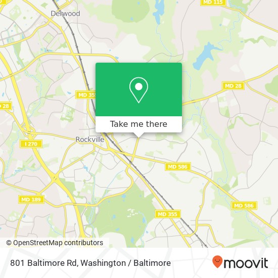Mapa de 801 Baltimore Rd, Rockville, MD 20851