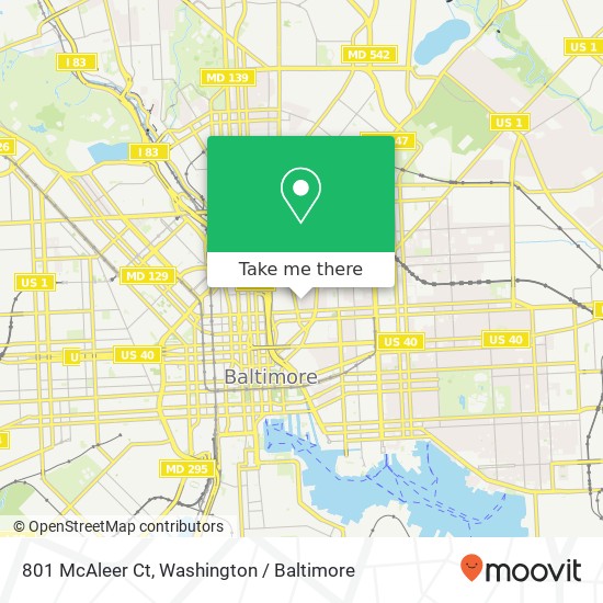 Mapa de 801 McAleer Ct, Baltimore (BALTIMORE), MD 21202