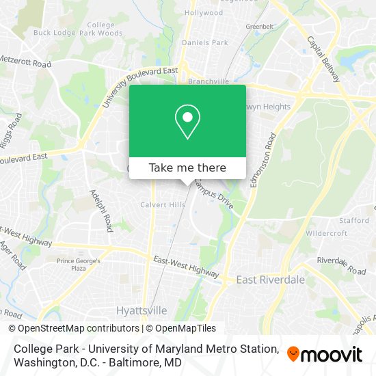 Mapa de College Park - University of Maryland Metro Station
