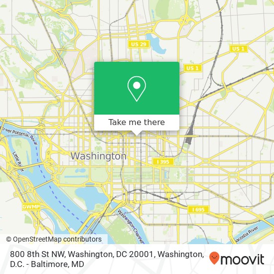 800 8th St NW, Washington, DC 20001 map