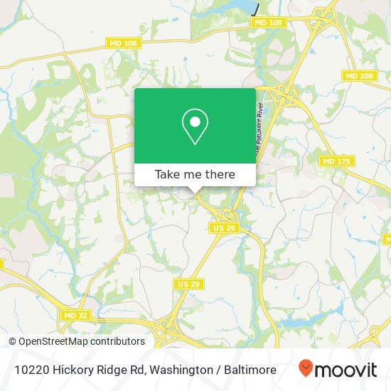 Mapa de 10220 Hickory Ridge Rd, Columbia, MD 21044