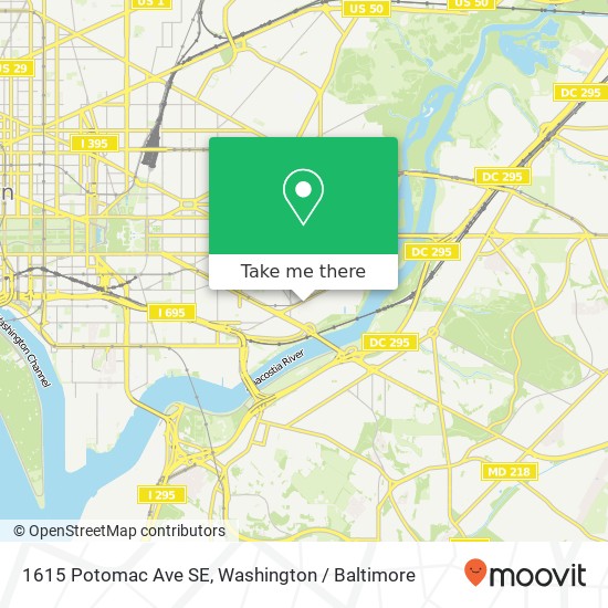 Mapa de 1615 Potomac Ave SE, Washington, DC 20003